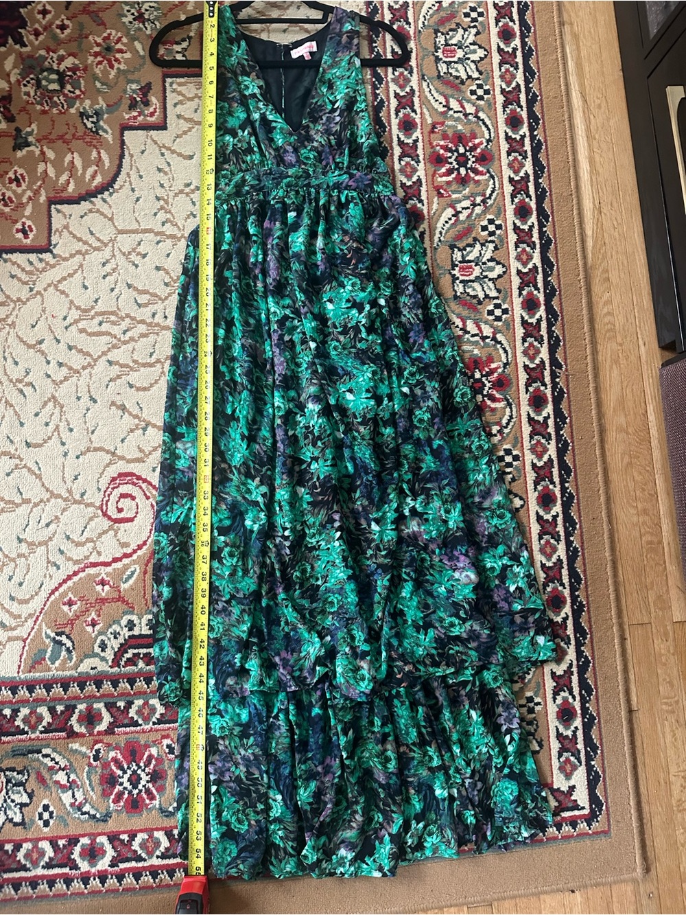 re:named Green Floral V-Neck Maxi Dress - Picture 5 of 5